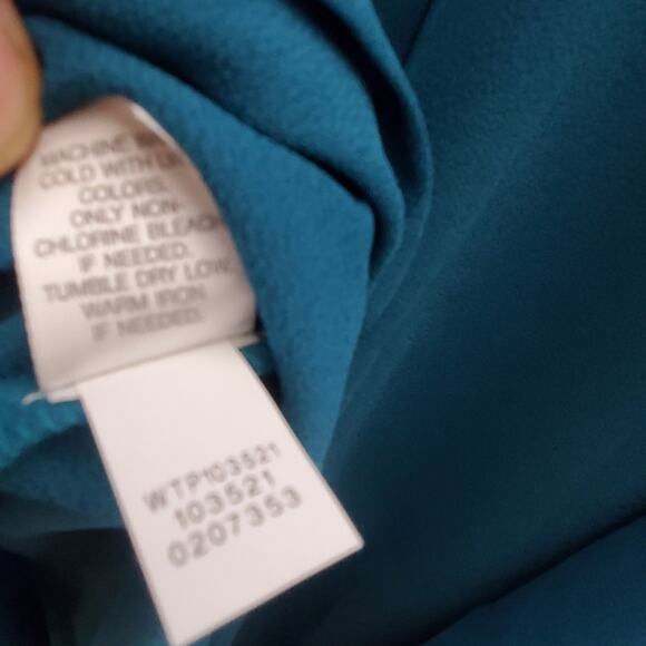 J Jill Polyester Emerald Green Long sleeve button up pleat back top Size Large - Picture 5 of 8